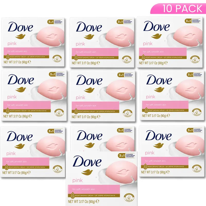Dove Pink Beauty Bar (3.17 Oz / 90 G) 3-In-1 Moisturizing Cream Cleansing Bar for Soft Smooth Skin - Nourishing Hydrating Gentle Body Wash Bar Soap Skin Care Daily Cleanser