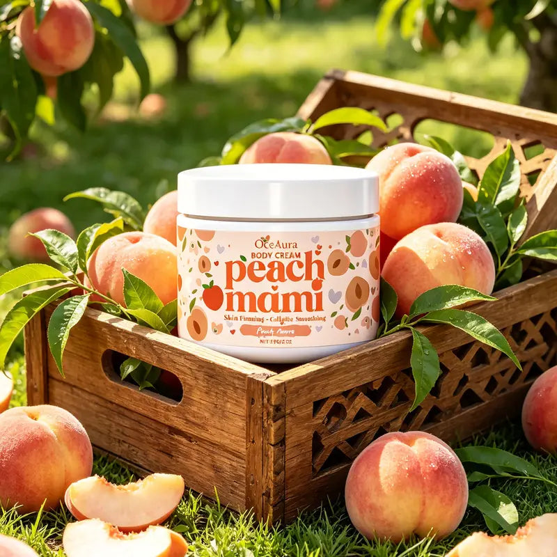 Peach Mami Firming Body Cream Moisturizer with Caffeine and Hyaluronic Acid, Bodycare Skin Firming, Nourishment for All Skin Types, Body Care Moisturizing Hydrating Care for All Skin Types