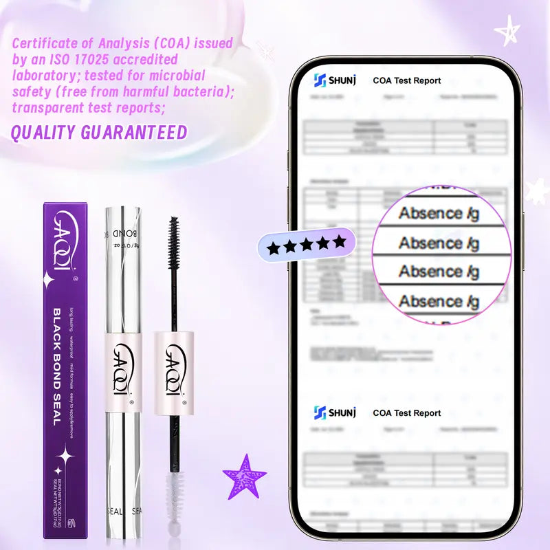 GAQQI [New Upgrade] 2-In-1 Bond & Seal Waterproof Lash Glue, Strong Hold 72H+ Latex-Free Formaldehyde-Free Adhesive for Sensitive Eyes, Cluster Individual Strip Lashes & Extensions