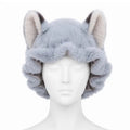 Brand Original Fox Ear Design Plush Satin Hair Bonnet for Sleeping, Soft Fleece Sleep Cap for Women with Satin Lining, Adjustable Elastic Band, anti Frizz Hair Protection Night Cap for Curly Hair, Braids, Natural Hair, Skincare & Lounge。