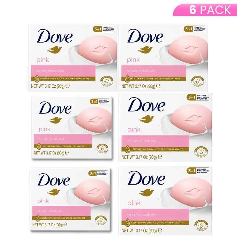 Dove Pink Beauty Bar (3.17 Oz / 90 G) 3-In-1 Moisturizing Cream Cleansing Bar for Soft Smooth Skin - Nourishing Hydrating Gentle Body Wash Bar Soap Skin Care Daily Cleanser