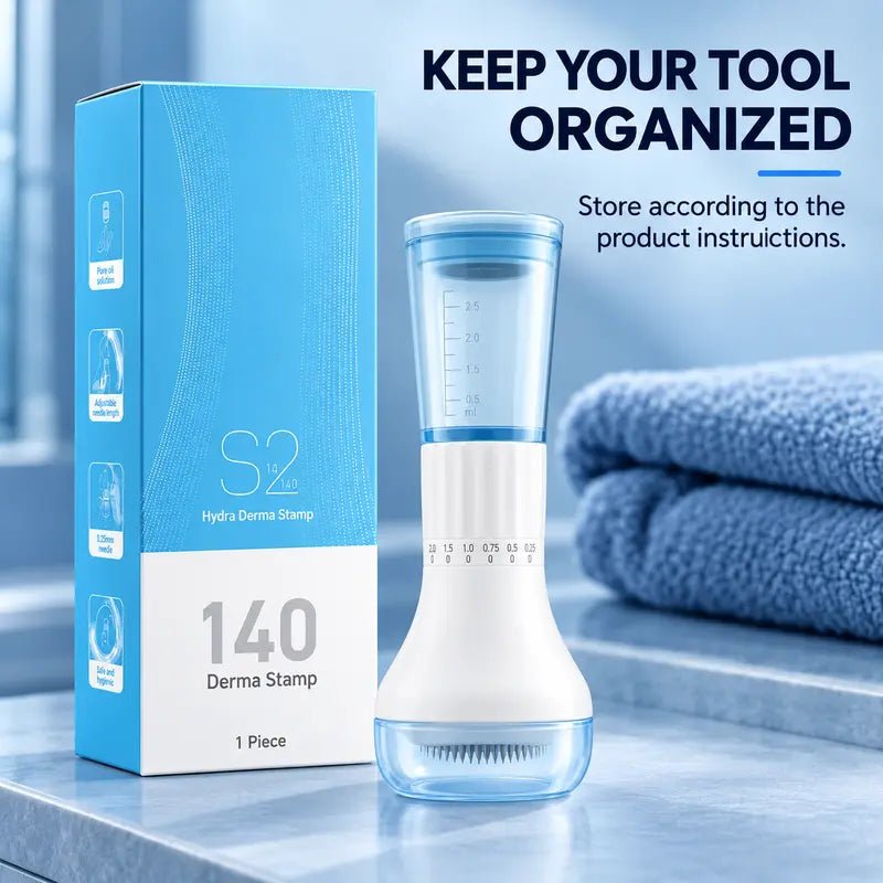 Hydrating Microneedle Applicator — an Adjustable Manual Scalp Massager Featuring 140 Microneedles with 0.25Mm Adjustment Increments, a 10Ml Refillable Reservoir, and a Protective Cap, Designed for Precise Application to Meet Various Scalp Care Needs.,Fami