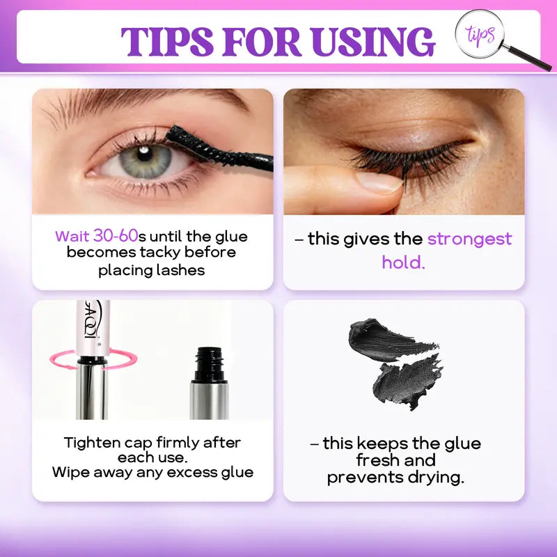 GAQQI [New Upgrade] 2-In-1 Bond & Seal Waterproof Lash Glue, Strong Hold 72H+ Latex-Free Formaldehyde-Free Adhesive for Sensitive Eyes, Cluster Individual Strip Lashes & Extensions
