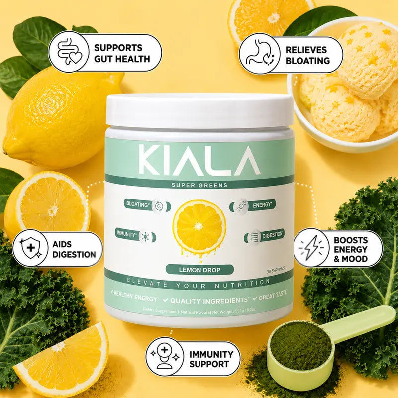 Kiala Nutrition Lemon Drop Organic Super Greens Powder Dietary Supplement