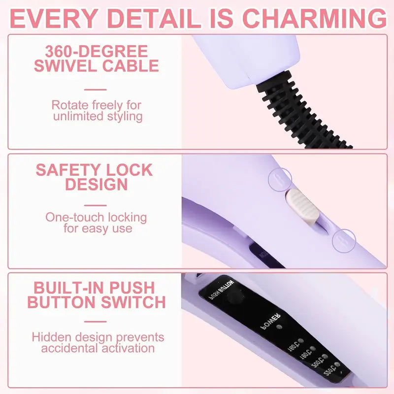 32Mm Beach Wave Curling Iron - Ionic Hair Tool with Dual-Voltage Design, Negative-Ion Ceramic Coating, Lightweight Portable Build for Travel, Reduces Frizz and Damage, Curling Irons