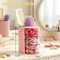 Round Transparent Plastic Kids Makeup & Jewelry Accessory Container - Summer Vibe Limited Edition, Built-In Professional Brush Compartment, Rotatable Main Body, Separated Bins & Drawers, Multi-Capacity Home Organizer