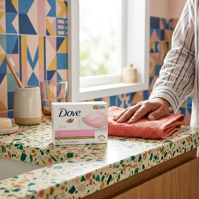Dove Pink Beauty Bar (3.17 Oz / 90 G) 3-In-1 Moisturizing Cream Cleansing Bar for Soft Smooth Skin - Nourishing Hydrating Gentle Body Wash Bar Soap Skin Care Daily Cleanser
