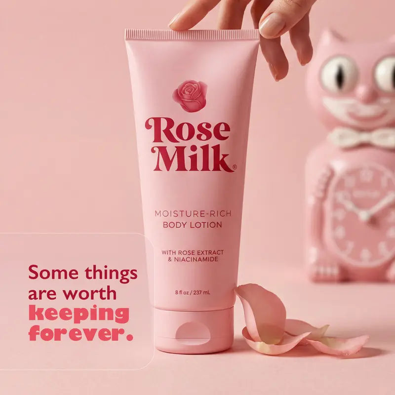 Crema Corporal Rose Milk MENPER Con Niacinamida Para Piel Seca | Rose Milk Body Cream with Niacinamide, 1 Frasco De 8 Oz
