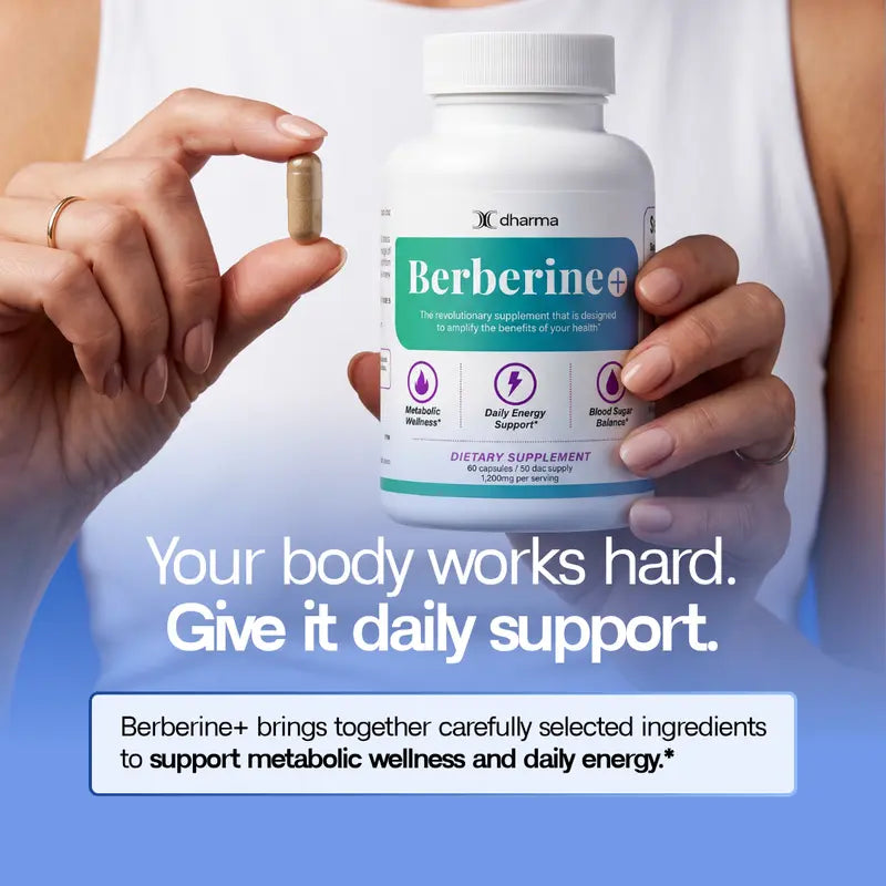 Berberine plus Daily Essential Dietary Supplement - 60 Gentle Natural Botanical Extract Capsules for Everyday Wellness, Vitality & Balance Support