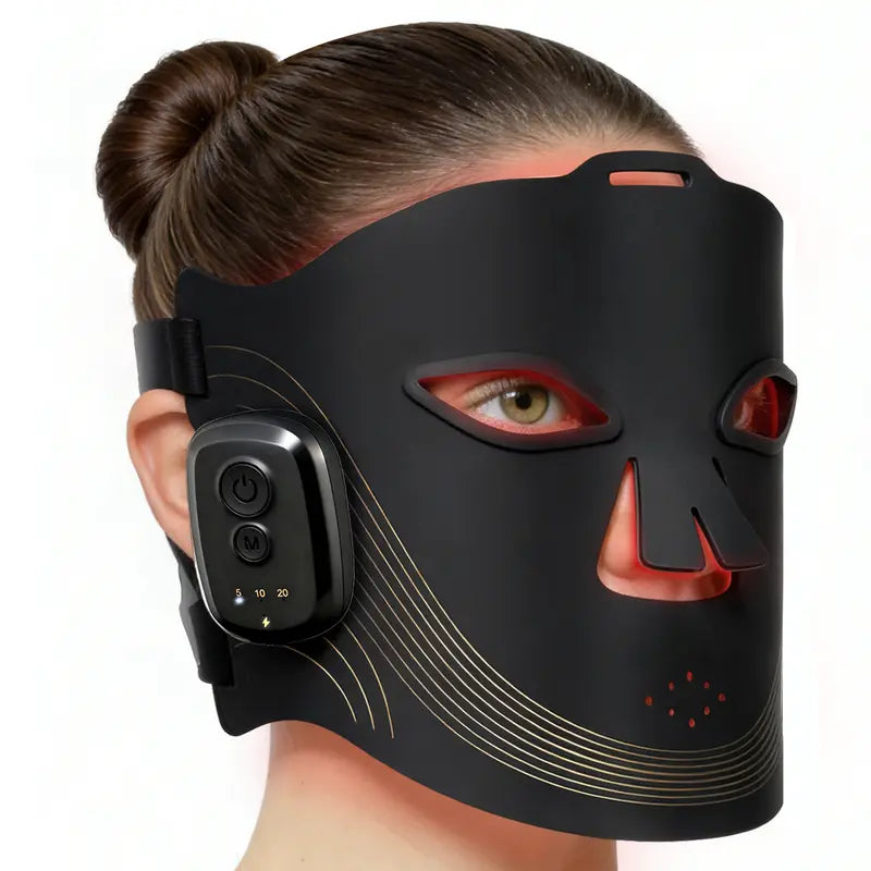 Viioaiio Red Light Therapy Face Mask - 850Nm NIR, 4 Modes, 336 Leds, 2000Mah Long-Lasting Lithium Ion Battery, 5/10/20-Min Timer, Portable Facial Care Tool, Beauty Device for Adults, Anti-Aging Gift for Women, Evens Out Skin Tone & Texture