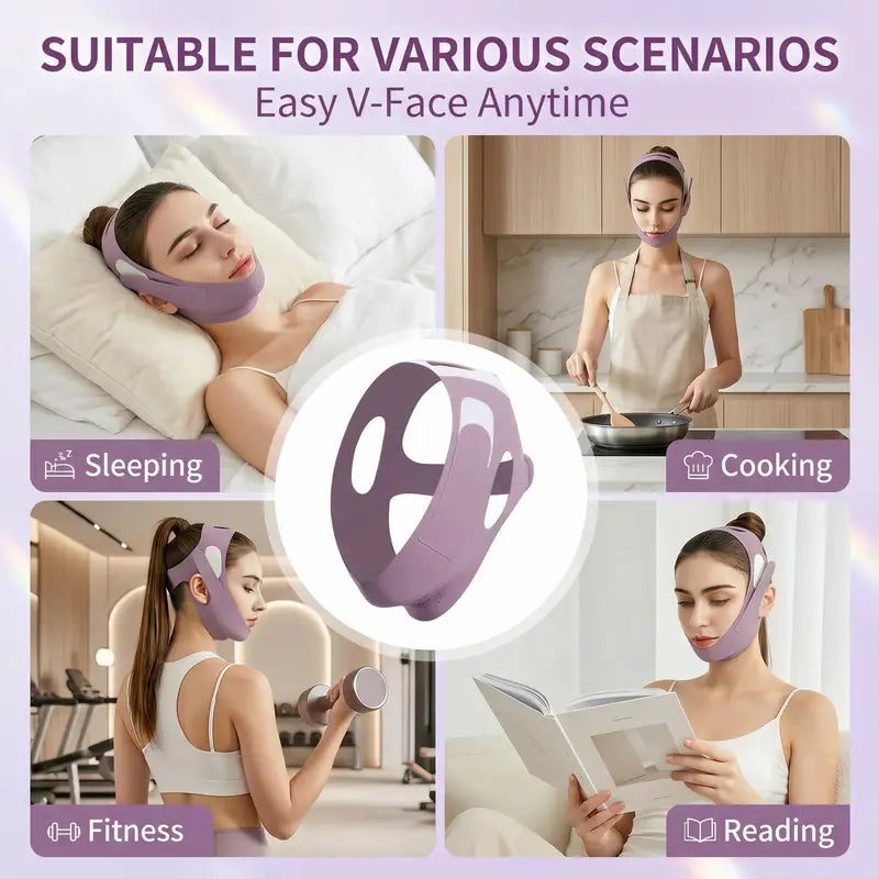 Adjustable Reusable V-Line Lifting Band - Premium Soft Fabric Double Chin Reducer with Hook-Loop Fasten for Facial Contouring, Physical Lift, Facial Wear, Sleep/Daily Use Sports Headband Accessory, Gift Option