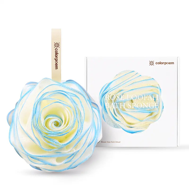 COLORPOEM Rose Loofah Bath Sponge,Soft Shower Loofah for Women, Body Scrubber, Gentle Exfoliating Bath Sponge, Cute Floral Shower Accessory