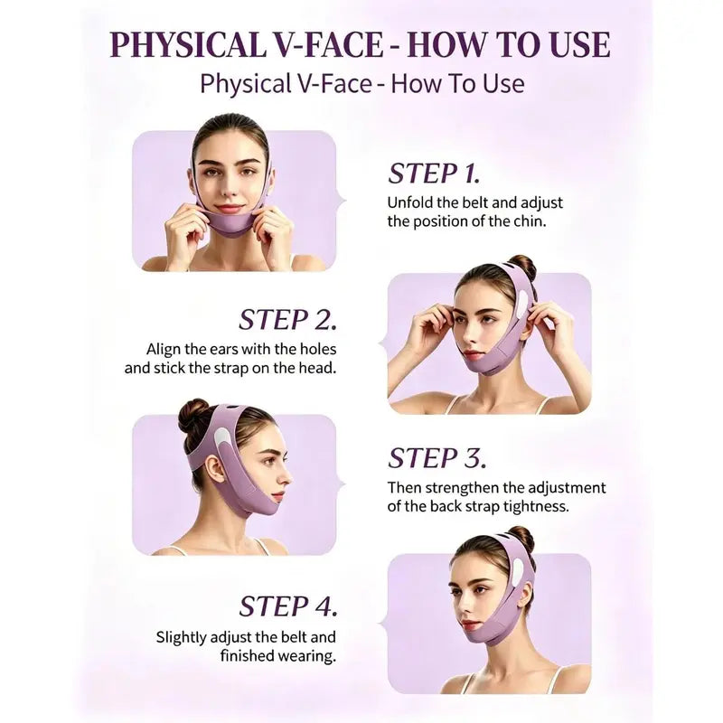 Adjustable Reusable V-Line Lifting Band - Premium Soft Fabric Double Chin Reducer with Hook-Loop Fasten for Facial Contouring, Physical Lift, Facial Wear, Sleep/Daily Use Sports Headband Accessory, Gift Option
