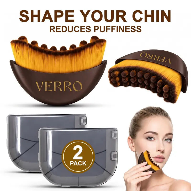 Lymphatic Contour Face Brush – Jawline & Chin Sculpting Brush for Lymphatic Drainage & Depuffing – Dry Brushing Face Massager for Face, Neck & Chin – Wooden Facial Sculpting Brush