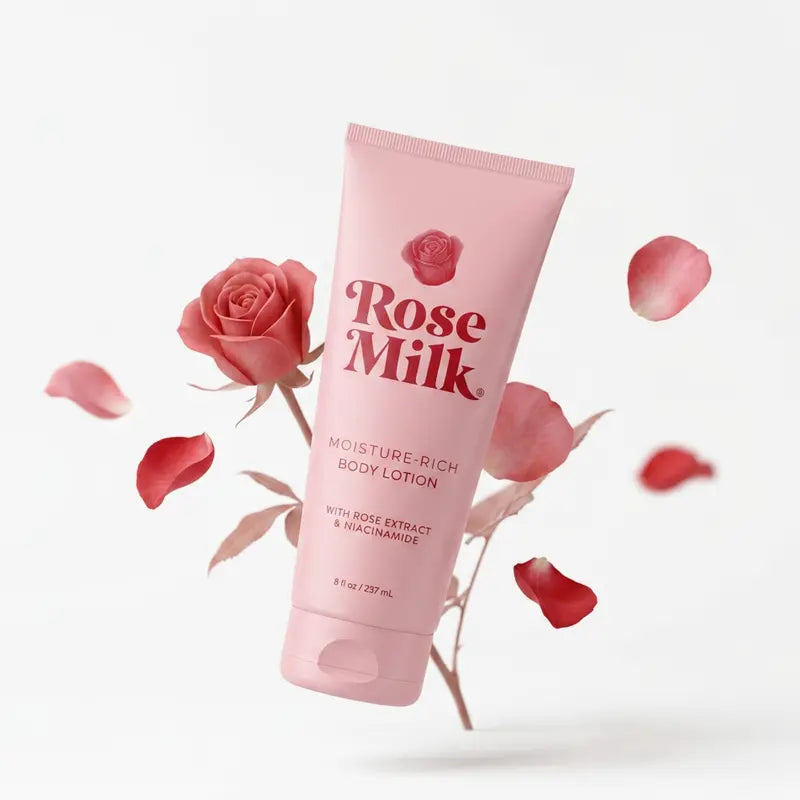 Crema Corporal Rose Milk MENPER Con Niacinamida Para Piel Seca | Rose Milk Body Cream with Niacinamide, 1 Frasco De 8 Oz