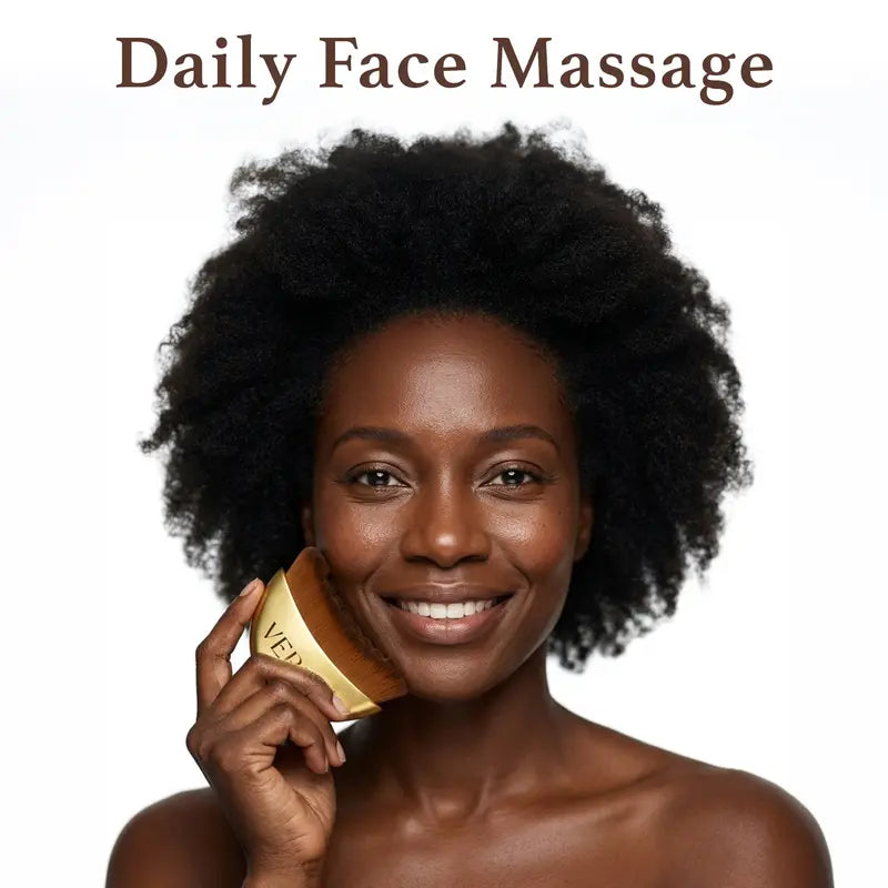 Lymphatic Contour Face Brush – Jawline & Chin Sculpting Brush for Lymphatic Drainage & Depuffing – Dry Brushing Face Massager for Face, Neck & Chin – Wooden Facial Sculpting Brush