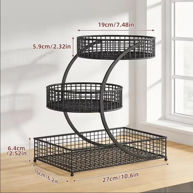 3-Tier Cosmetic Storage Box, Makeup Storage Box, Modern Metal Rack, Durable Structure, No Installation Required, Suitable for Dressing Tables, Bathroom Countertops, Tabletop Cosmetic Storage