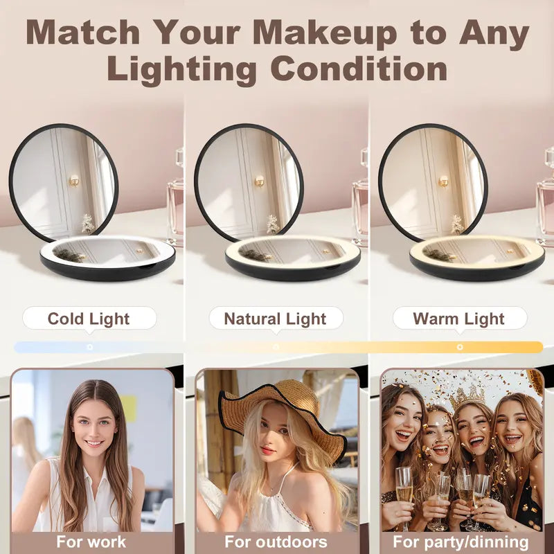 【Black Friday】3.5In round Makeup Mirror | Type-C Charging | 600+ Sold | PINK