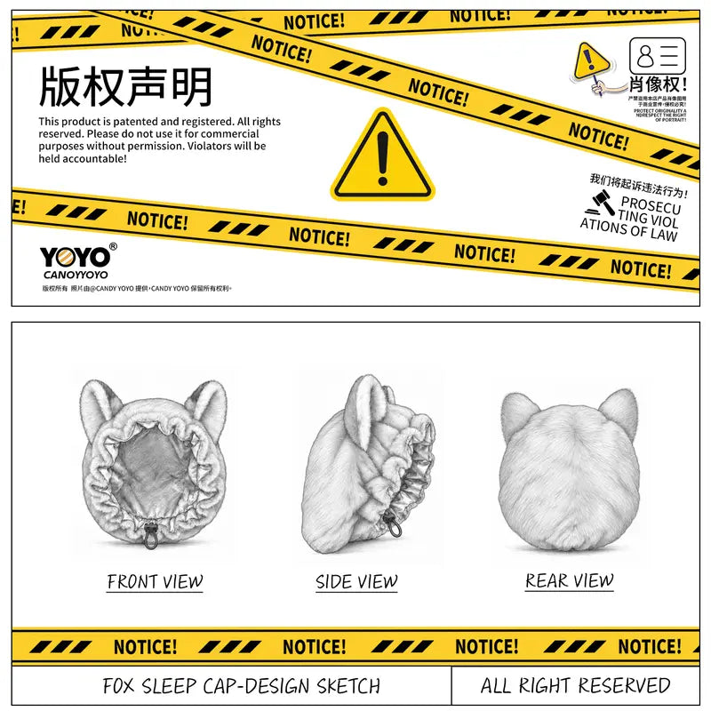 Brand Original Fox Ear Design Plush Satin Hair Bonnet for Sleeping, Soft Fleece Sleep Cap for Women with Satin Lining, Adjustable Elastic Band, anti Frizz Hair Protection Night Cap for Curly Hair, Braids, Natural Hair, Skincare & Lounge。