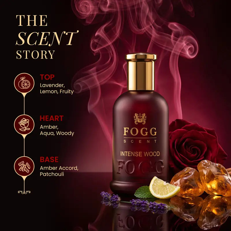 FOGG Intense Wood Eau De Parfum for Men - Cologne for Men, Woody Fragrance with Amber Accord, Long Lasting, 100Ml/3.38 Fl Oz