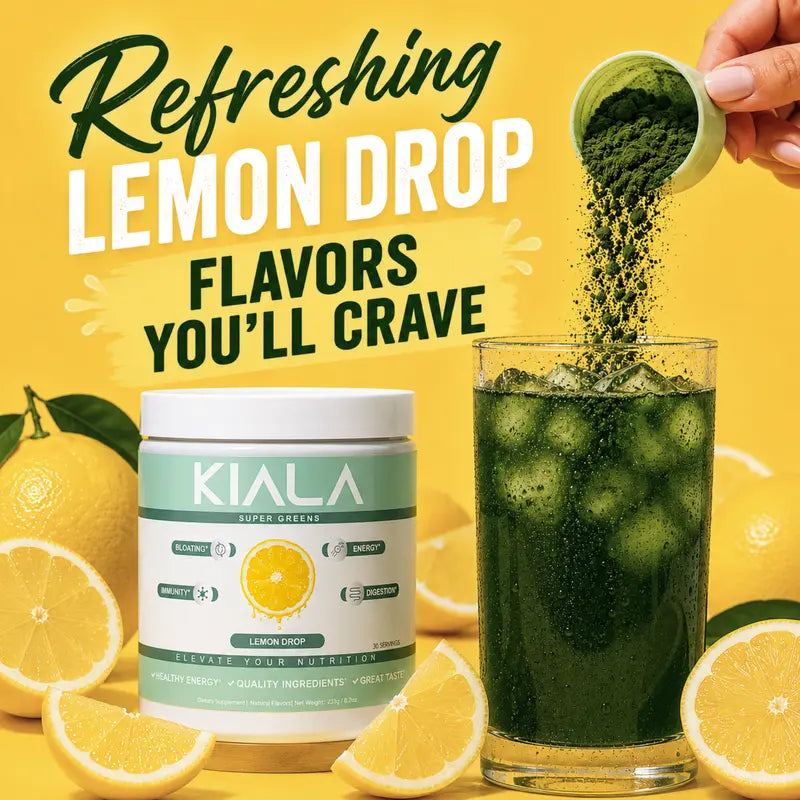 Kiala Nutrition Lemon Drop Organic Super Greens Powder Dietary Supplement