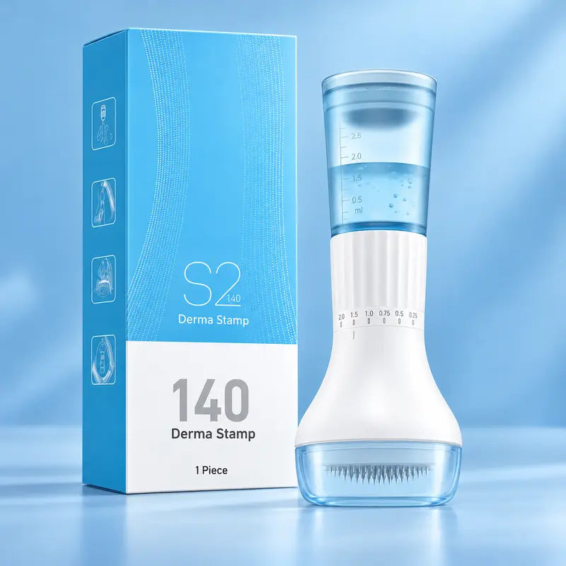 Hydrating Microneedle Applicator — an Adjustable Manual Scalp Massager Featuring 140 Microneedles with 0.25Mm Adjustment Increments, a 10Ml Refillable Reservoir, and a Protective Cap, Designed for Precise Application to Meet Various Scalp Care Needs.,Fami