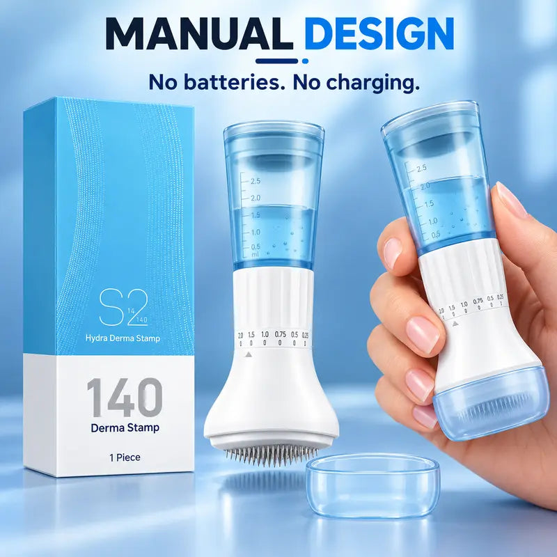 Hydrating Microneedle Applicator — an Adjustable Manual Scalp Massager Featuring 140 Microneedles with 0.25Mm Adjustment Increments, a 10Ml Refillable Reservoir, and a Protective Cap, Designed for Precise Application to Meet Various Scalp Care Needs.,Fami