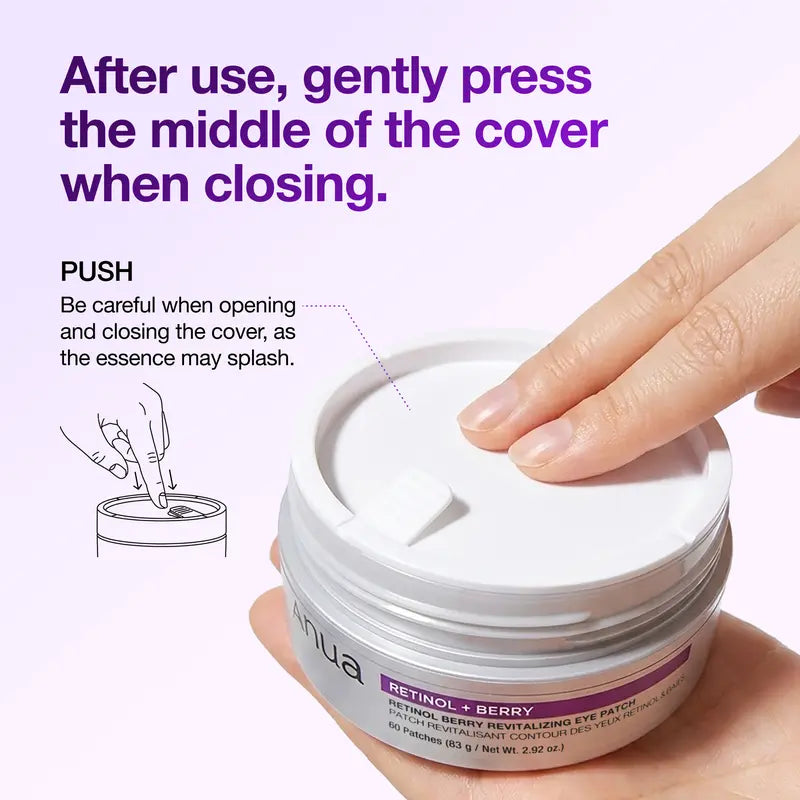 [Anua] Retinol Berry Revitalizing Eye Patch for Wrinkle and Dark Circles(60Ea), 8Hour Plumping Effect in 10 Minutes, Fuller Looking & Lifted Skin, Hyal-Plumping Effect, Brightens Undereye by Antioxidant Berry Extracts, Relieves Puffiness with Caffeine