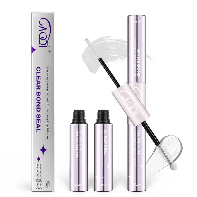 GAQQI [New Upgrade] 2-In-1 Bond & Seal Waterproof Lash Glue, Strong Hold 72H+ Latex-Free Formaldehyde-Free Adhesive for Sensitive Eyes, Cluster Individual Strip Lashes & Extensions