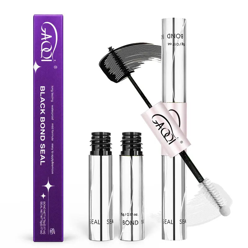 GAQQI [New Upgrade] 2-In-1 Bond & Seal Waterproof Lash Glue, Strong Hold 72H+ Latex-Free Formaldehyde-Free Adhesive for Sensitive Eyes, Cluster Individual Strip Lashes & Extensions