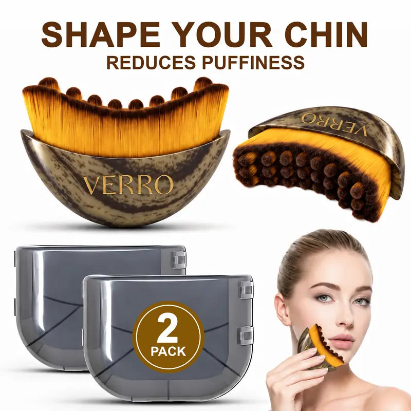 Lymphatic Contour Face Brush – Jawline & Chin Sculpting Brush for Lymphatic Drainage & Depuffing – Dry Brushing Face Massager for Face, Neck & Chin – Wooden Facial Sculpting Brush