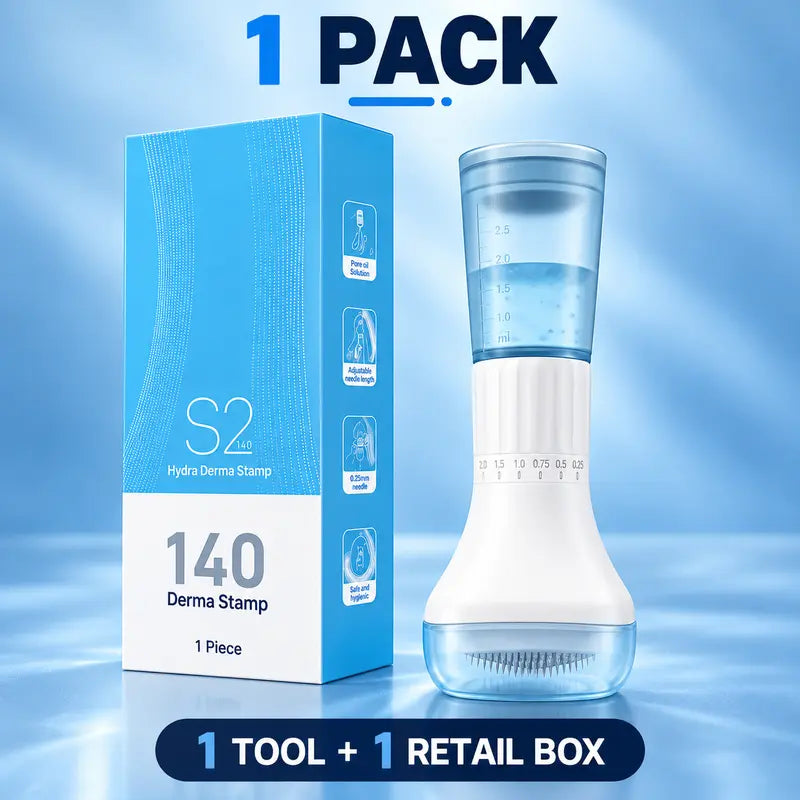 Hydrating Microneedle Applicator — an Adjustable Manual Scalp Massager Featuring 140 Microneedles with 0.25Mm Adjustment Increments, a 10Ml Refillable Reservoir, and a Protective Cap, Designed for Precise Application to Meet Various Scalp Care Needs.,Fami