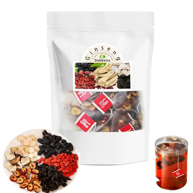 Healthy Kidney Tea - Red Ginseng Fruit & Herbal Wellness Tea Blend with Red Date, Wolfberry, Mulberry for Men'S Health, 3-5 Mins Steep Adult Formula