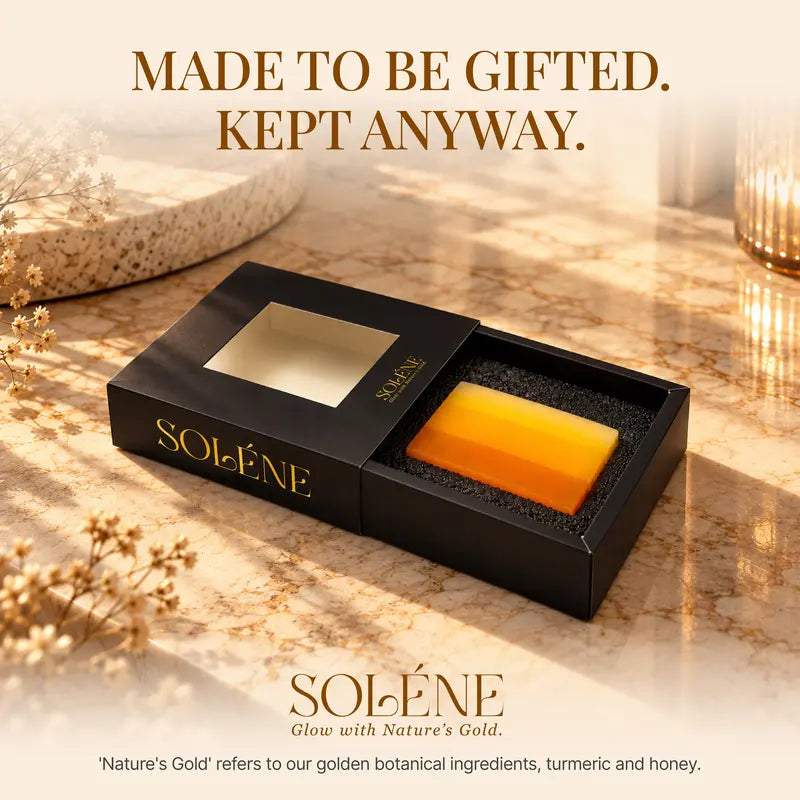 Soléne Turmeric Blend & Kojic Acid Cleansing Bar with Honey, Shea Butter - Brightening Face & Body Soap for Uneven-Looking All Skins - Bath & Body Care Cleanser