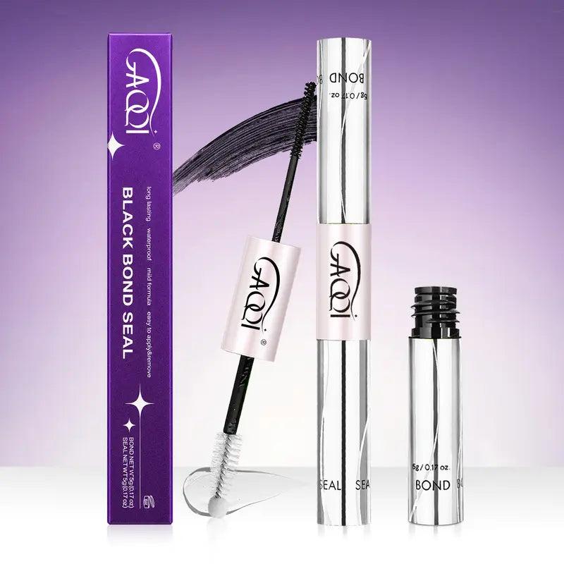 GAQQI [New Upgrade] 2-In-1 Bond & Seal Waterproof Lash Glue, Strong Hold 72H+ Latex-Free Formaldehyde-Free Adhesive for Sensitive Eyes, Cluster Individual Strip Lashes & Extensions