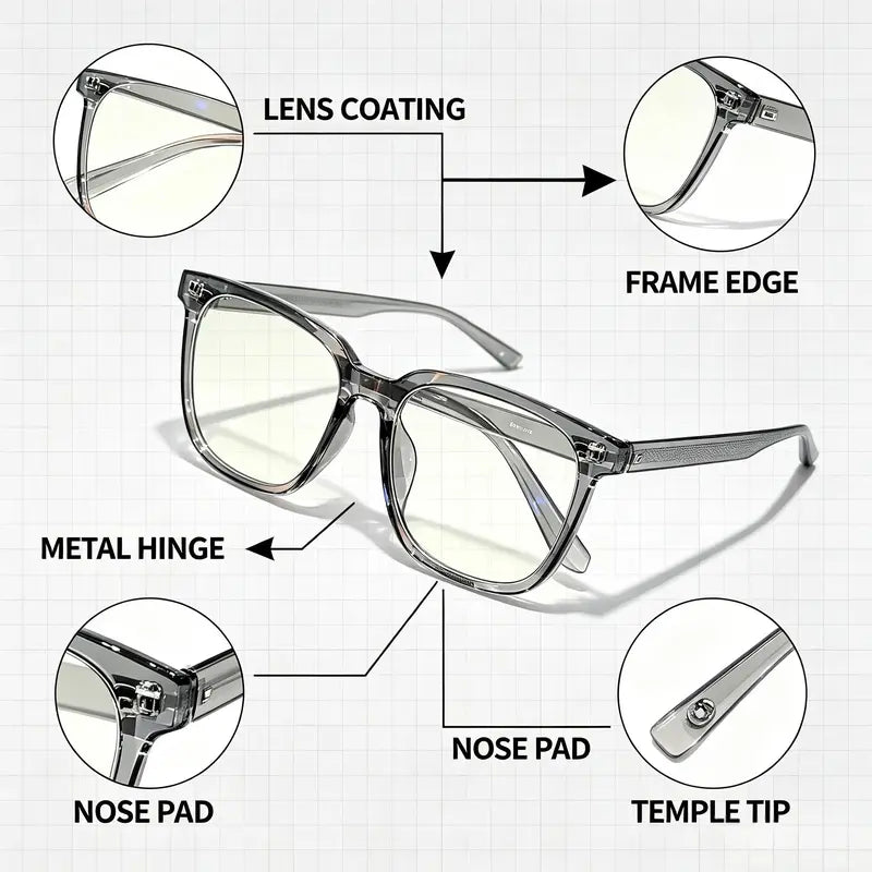 3Pcs Unisex Square Frame Bluelight Glasses - Blue Light Blocking Lenses, Face-Flattering Optical Frames, Stylish Trendy Eyewear, Women'S Fashion Accessory, Square Frame Eyeglasses