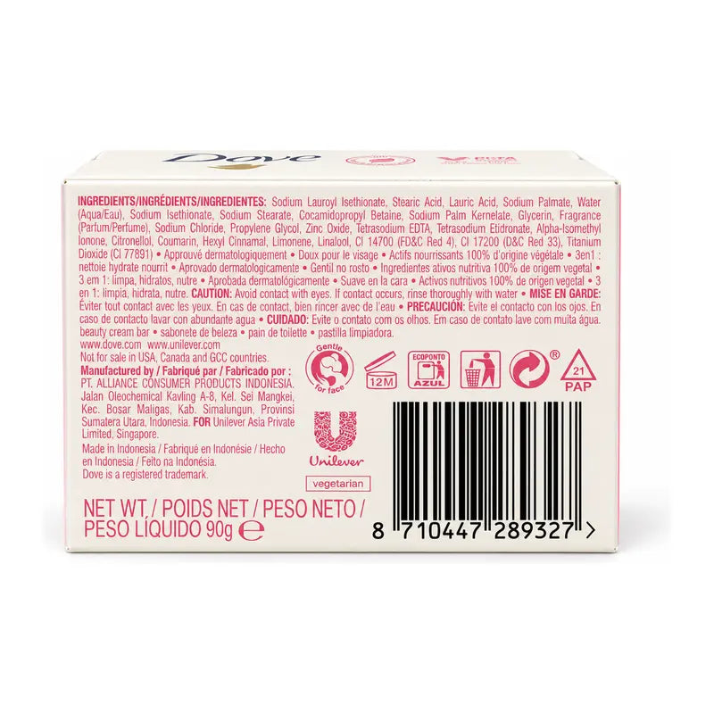 Dove Pink Beauty Bar (3.17 Oz / 90 G) 3-In-1 Moisturizing Cream Cleansing Bar for Soft Smooth Skin - Nourishing Hydrating Gentle Body Wash Bar Soap Skin Care Daily Cleanser