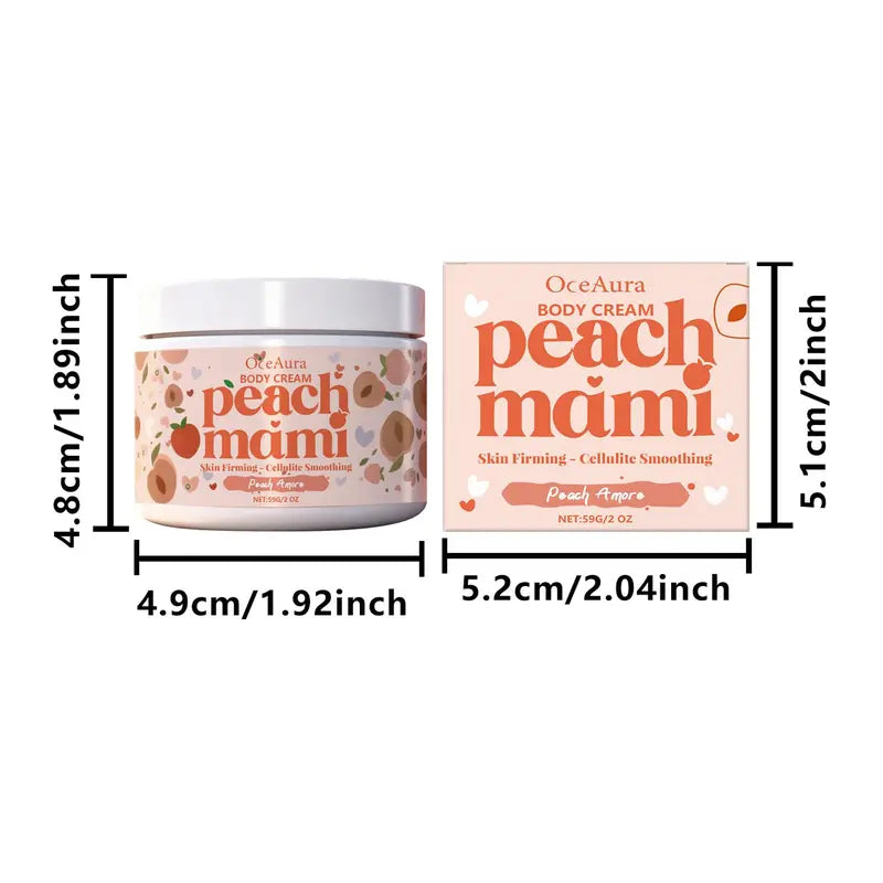 Peach Mami Firming Body Cream Moisturizer with Caffeine and Hyaluronic Acid, Bodycare Skin Firming, Nourishment for All Skin Types, Body Care Moisturizing Hydrating Care for All Skin Types