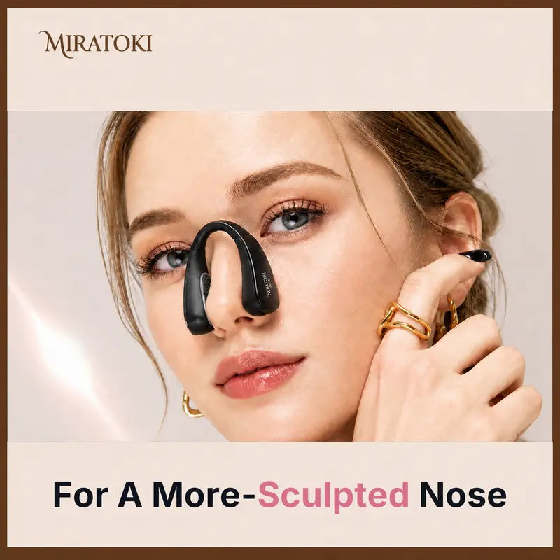 MIRATOKI Petalsculpt Blue Light Nose Shaper Clip - Abs Plastic Rechargeable Facial Beauty Device with Microcurrent, Adjust Settings, 10 Mins At-Home Lifting, Compact Form, Sculpted Look, Clearer Skin/Pores, Portable Japan Plastic Skin Care Appliance