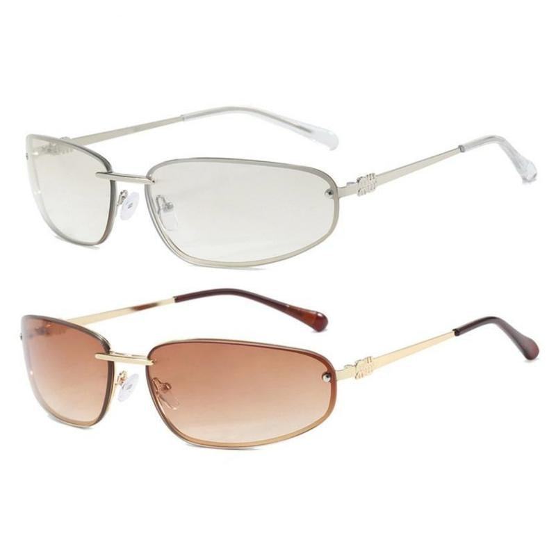 Unisex Full-Rim Oval Y2K Sunglasses - Vintage Alloy Trendy Frames, Polycarbonate Lens, UV400 Protection, Casual Stylish Glasses for Outdoor Use