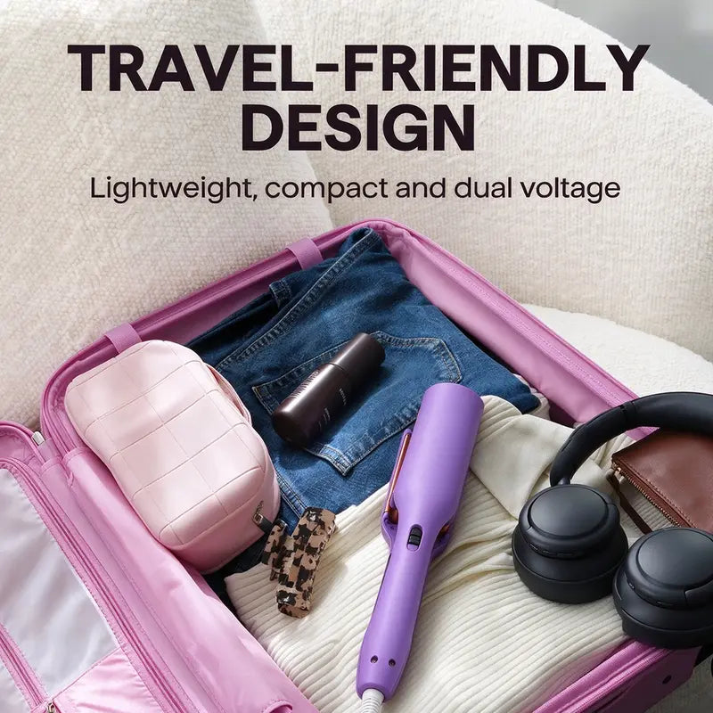 32Mm Beach Wave Curling Iron - Ionic Hair Tool with Dual-Voltage Design, Negative-Ion Ceramic Coating, Lightweight Portable Build for Travel, Reduces Frizz and Damage, Curling Irons