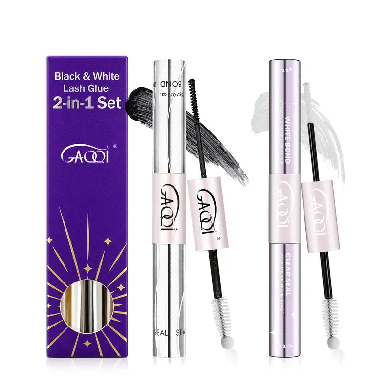 GAQQI [New Upgrade] 2-In-1 Bond & Seal Waterproof Lash Glue, Strong Hold 72H+ Latex-Free Formaldehyde-Free Adhesive for Sensitive Eyes, Cluster Individual Strip Lashes & Extensions