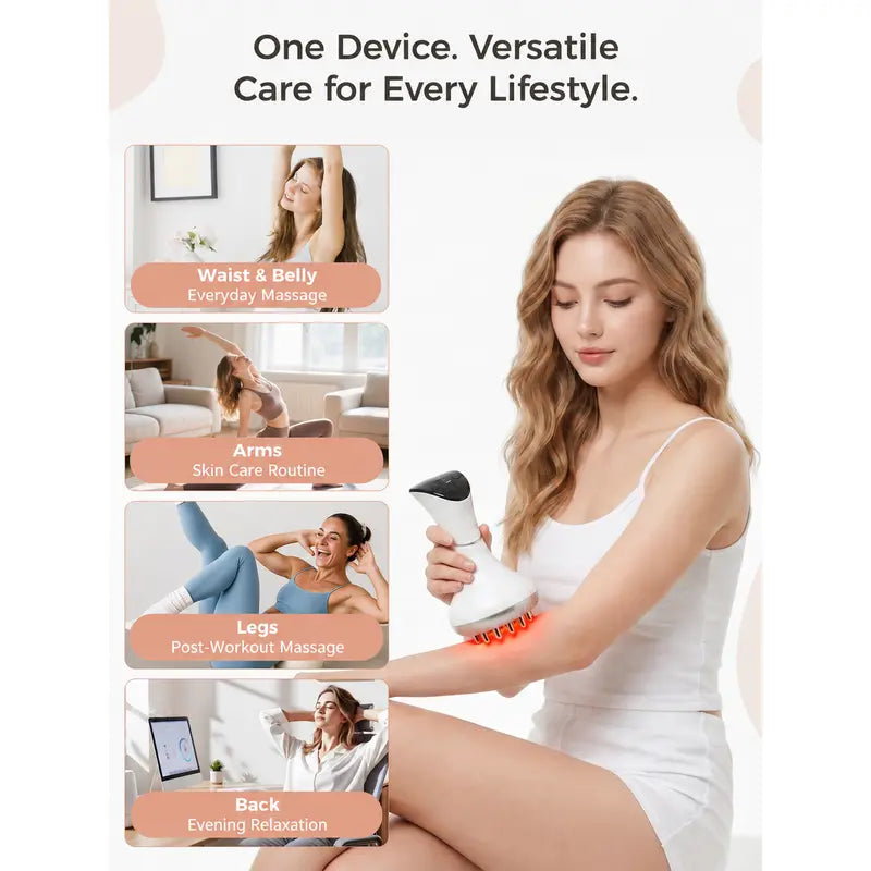 Upgraded 4-In-1 LED Body Sculpting & Lymphatic Drainage Massager - Professional Heated Vibration Handle Tool for Skin Tightening, Cellulite - Portable Daily Self-Care Gift for Beauty & Personal Care Enthusiasts