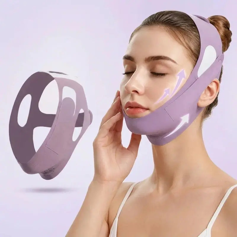 Adjustable Reusable V-Line Lifting Band - Premium Soft Fabric Double Chin Reducer with Hook-Loop Fasten for Facial Contouring, Physical Lift, Facial Wear, Sleep/Daily Use Sports Headband Accessory, Gift Option