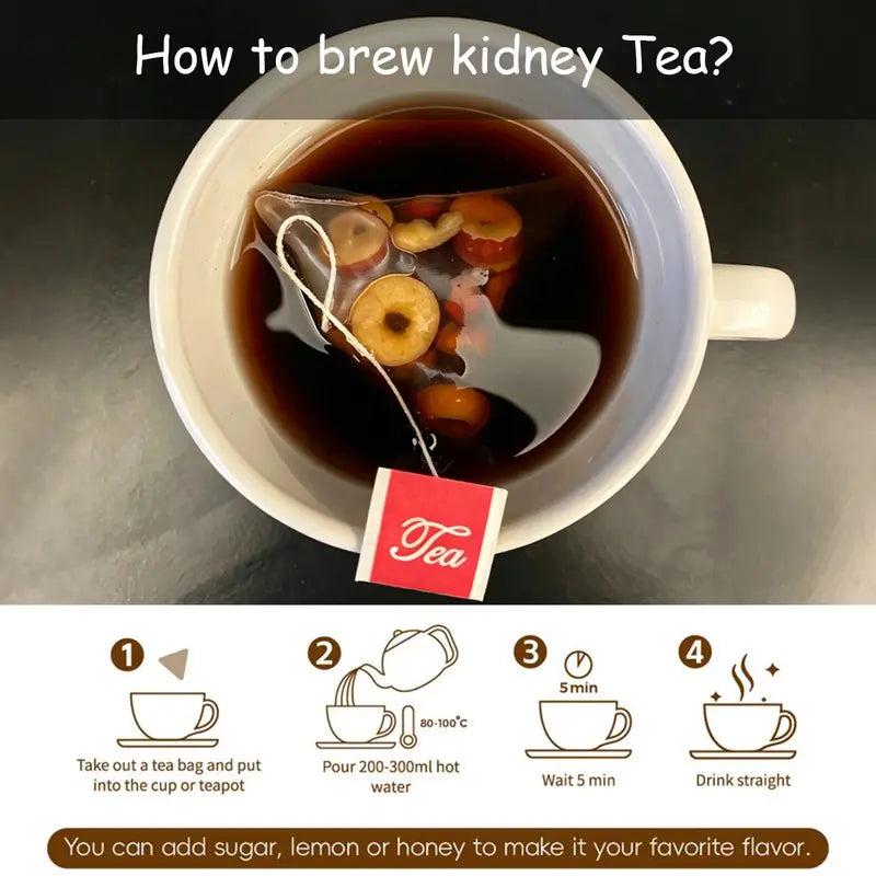 Healthy Kidney Tea - Red Ginseng Fruit & Herbal Wellness Tea Blend with Red Date, Wolfberry, Mulberry for Men'S Health, 3-5 Mins Steep Adult Formula