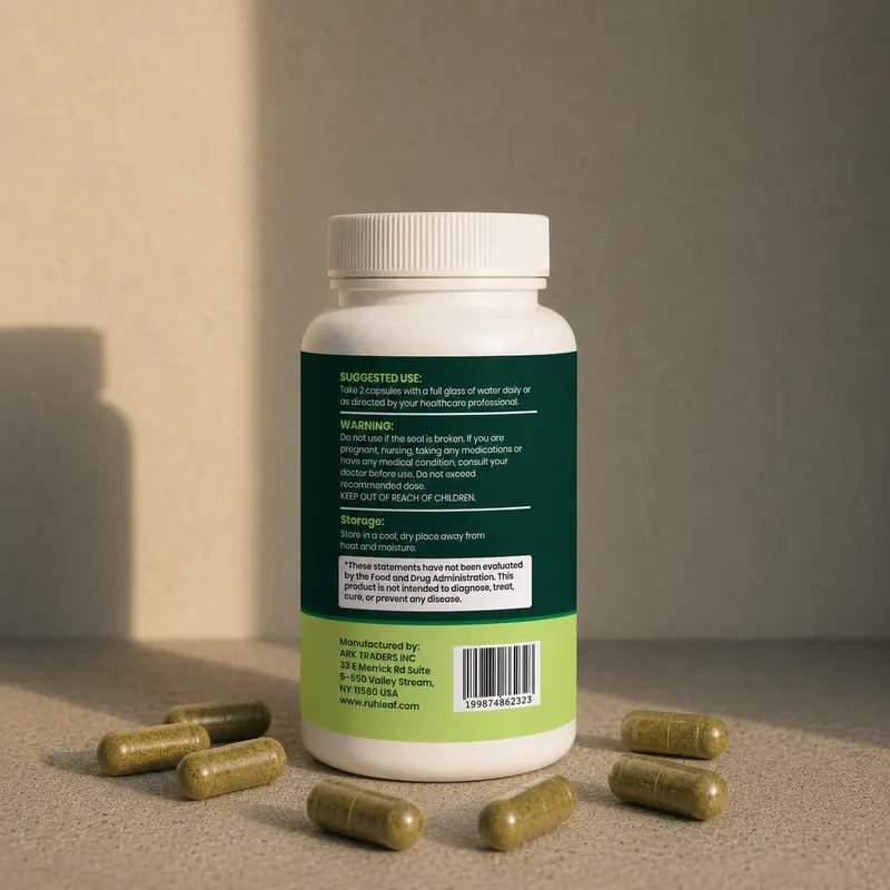 Ruhleaf Organic Moringa Capsules 1000Mg - 120 Pure Extract Capsules, 60 Servings, 2-Month Supply, 3Rd-Party Tested, Non-Gmo Vegan Superfood Supplement for Energy, Boosts Immunity, Hair & Skin