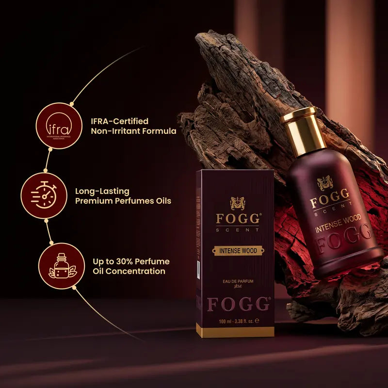 FOGG Intense Wood Eau De Parfum for Men - Cologne for Men, Woody Fragrance with Amber Accord, Long Lasting, 100Ml/3.38 Fl Oz
