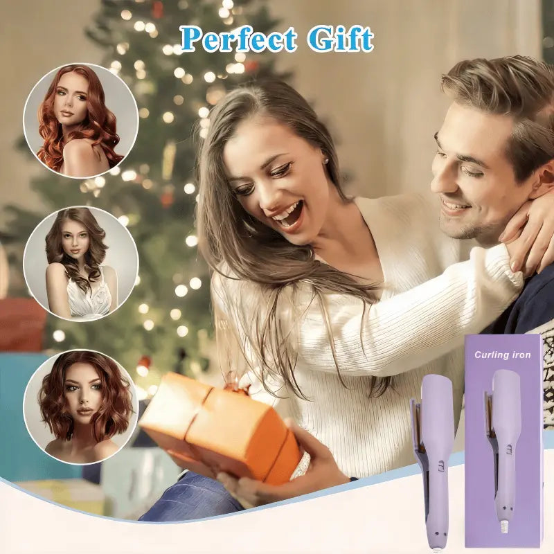 32Mm Beach Wave Curling Iron - Ionic Hair Tool with Dual-Voltage Design, Negative-Ion Ceramic Coating, Lightweight Portable Build for Travel, Reduces Frizz and Damage, Curling Irons
