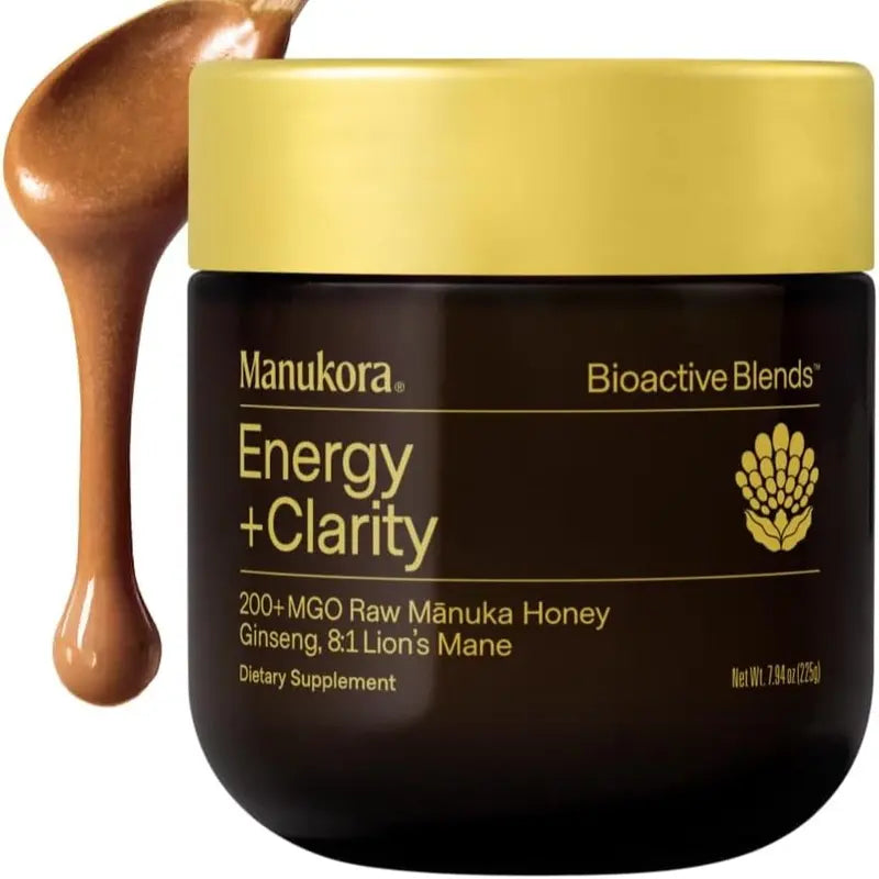 Manukora Energy + Clarity Blend - Ginseng, Lion'S Mane & Manuka Honey - Focus and Cognitive Support Supplement - 6Oz