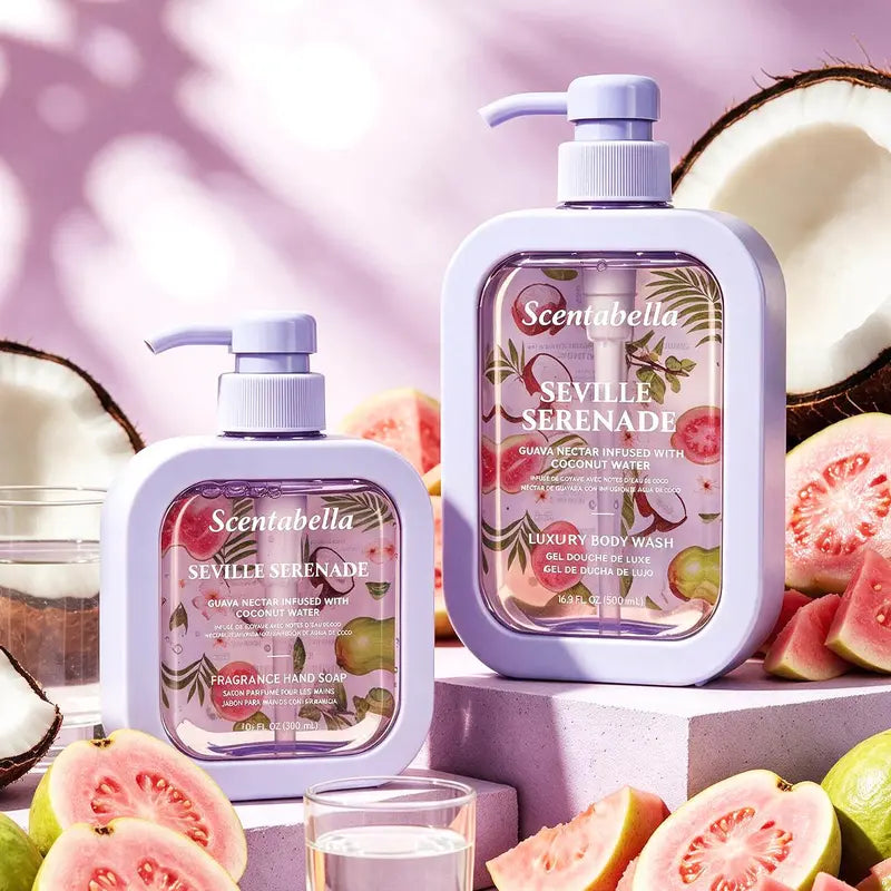 Scentabella Seville Serenade Hand Soap & Body Wash Set | Scented Hand Wash 10 Fl Oz & Luxury Body Wash 16.9 Fl Oz